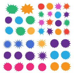 Starburst explosion comic shapes vector. Speech boom bubbles