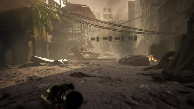 4K Fake warzone shooter. 3D city shooter