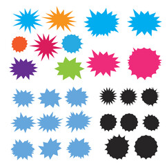 Bursting speech star set. Starburst isolated icons set