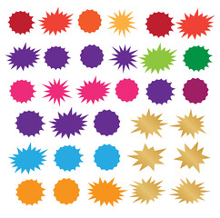 Set of vector starburst, sunburst badges. Starburst isolated icons set