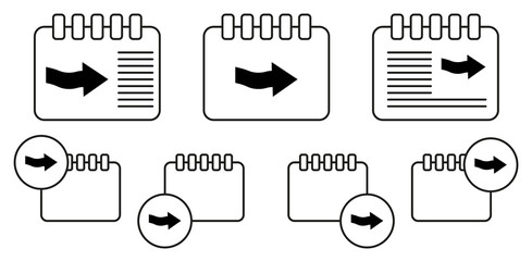Arrow vector icon in calender set illustration for ui and ux, website or mobile application