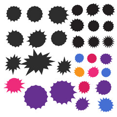 Bursting speech star set. Starburst isolated icons set