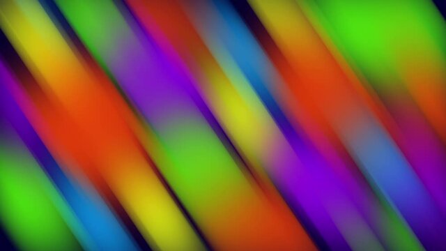Twisted vibrant iridescent gradient blurred of green purple red orange yellow blue and pink colors with smooth movement of the gradient in the frame with copy space. Abstract wide lines animation