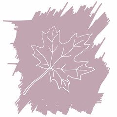 Maple leaf vector isolated on beige background. Continuous line of simple leaf Illustration. Minimalism art. Modern decor. Vector EPS 10. Logo, postcard,banner