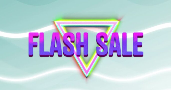 Animation of flash sale on light green background