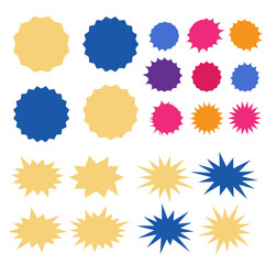 Bursting speech star set. Starburst isolated icons set