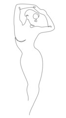 Silhouettes of a girl in a modern one line style. Continuous lady line drawing, aesthetic outline for home decor, posters, wall art, stickers, logo. Vector illustration.