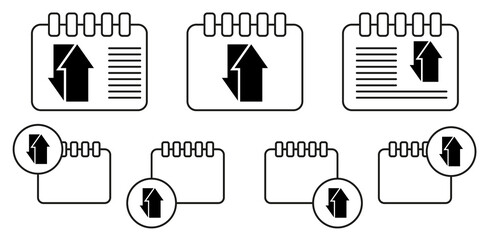 Arrow vector icon in calender set illustration for ui and ux, website or mobile application