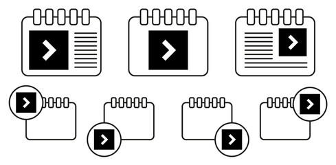 Arrow, forward vector icon in calender set illustration for ui and ux, website or mobile application