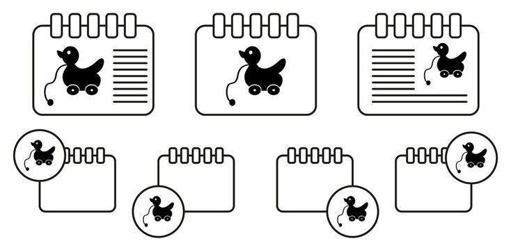 Duck on wheels. Toy element vector icon in calender set illustration for ui and ux, website or mobile application