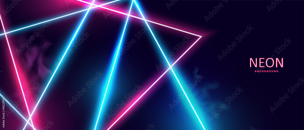 Poster abstract glowing neon lights background vector.