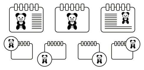 Teddy bear plush toy vector icon in calender set illustration for ui and ux, website or mobile application