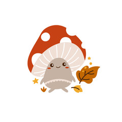 Cartoon Amanita mushroom illustration