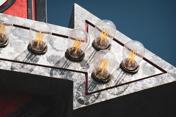 Vintage retro sign with bulbs