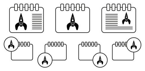 Spacecraft toy vector icon in calender set illustration for ui and ux, website or mobile application