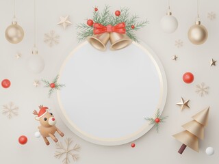 3d Banner Display for product and cosmetic presentation with Merry Christmas and Happy new year concept. Modern geometric. Platform for mock up and showing brand.