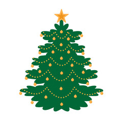Decorated Christmas tree. vector illustration