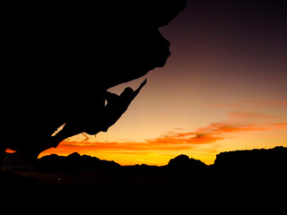 desert sunset climber Wadi Rum