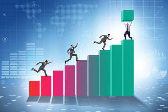 Businessman supporting economic growth on chart