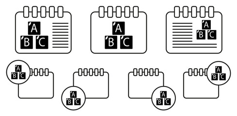Alphabet cubes with letters a,b,c vector icon in calender set illustration for ui and ux, website or mobile application
