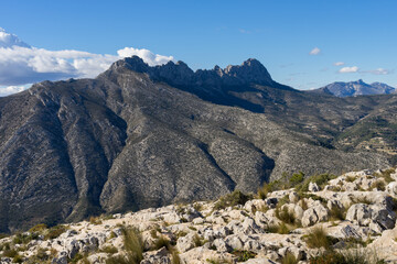 majestic mediterranean mountain crest of Bernia and angular limestones beautiful hiking destination in Spain