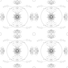 Minimal Indian ornament. contour image of flowers. Seamless pattern. Ideal for printing packaging, postcards, fabrics, websites, templates. EPS10