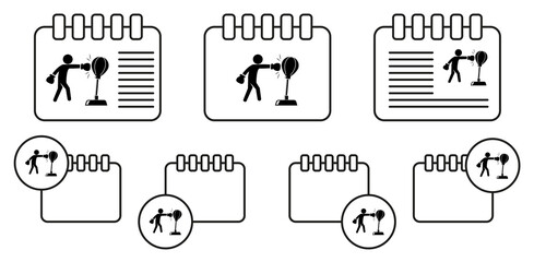 Boxer beats punching bag icon. Silhouette of an athlete icon. Sportsman element icon. Premium quality graphic design. Signs, outline symbols collection icon for websites on white background