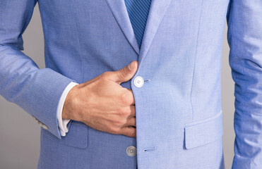 cropped man in formalwear jacket closeup, formalwear