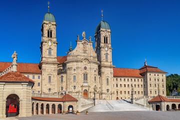 Barockes Kloster Einsiedeln in Schwyz, Schweiz - obrazy, fototapety, plakaty