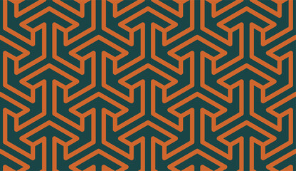Seamless vector 3D pattern. Optical illusions. Art deco geometric ornament. Op Art. Endless template for fabric or wrapping. Modern textile. 3D panel. Interweaving. Background. Wallpapers. 3D Tiles.
