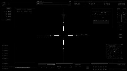 HUD target and data.UI technological display.Sci Fi HUD.Black background for alpha luma channel - Powered by Adobe