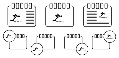 Swimmer jumping from starting block in pool icon. Silhouette of an athlete icon. Sportsman element icon. Premium quality graphic design. Signs, outline symbols collection icon on white background