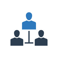 Business Team Hierarchy Icon - leader management icon - people connected icon - people network icon