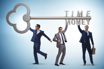 Time is money concept with businessman and key