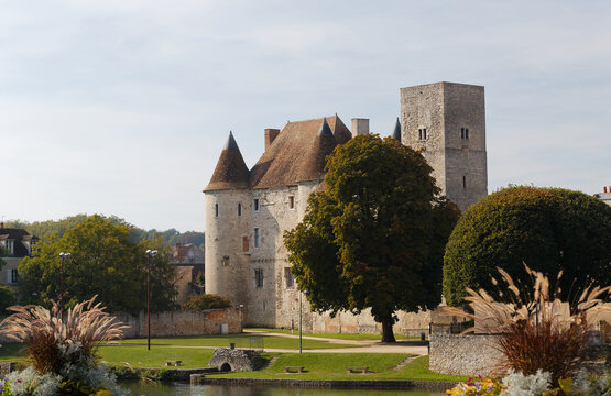 View of the Nemours medieval castle in France