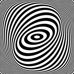 Illusion of swirl spiral vortex movement in op art pattern. Lines texture.