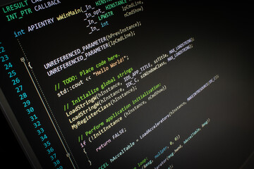 C++ Hello World code on screen