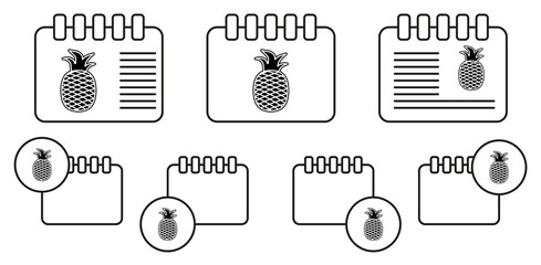 Pineapple vector icon in calender set illustration for ui and ux, website or mobile application