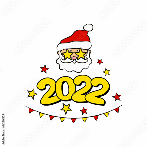 Christmas 2022 Emblem Santa Claus And Numbers 2022 Cheerful Logo Cute Christmas Emblem For New  Year Holiday Design Isolated On White Background Christmas Vector  Illustration Wall Mural-Julipaper
