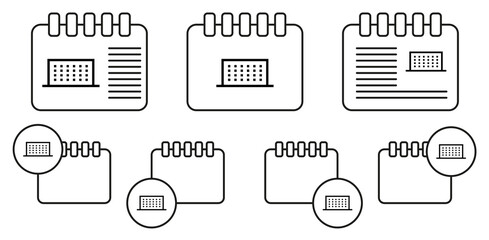 Building vector icon in calender set illustration for ui and ux, website or mobile application