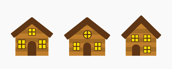 Wooden houses icons.