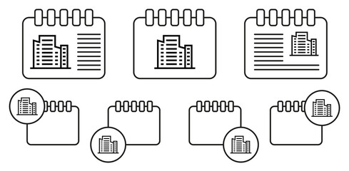 Building vector icon in calender set illustration for ui and ux, website or mobile application