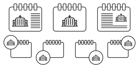 Hospital, building vector icon in calender set illustration for ui and ux, website or mobile application