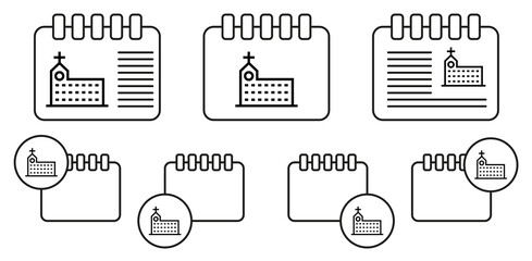 Hospital, building vector icon in calender set illustration for ui and ux, website or mobile application