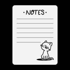 Blank notes paper with silhouette cat design