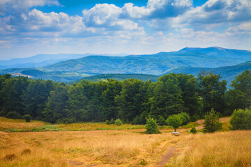 Fototapeta na wymiar Distant view of amazing mountains in Stara Planina, Bulgaria