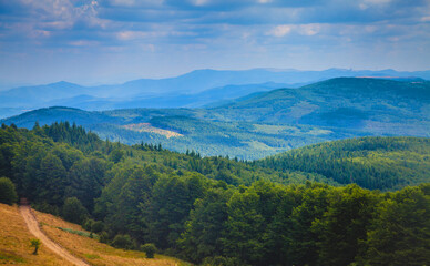 Aerial scenic of beautiful colors and calm peaks of Stara Planina