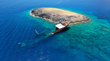 Aerial drone photo of famous shipwreck of 
