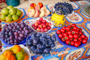 Rich ripe fruits in summer