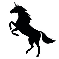Fototapeta na wymiar Vector flat unicorn silhouette isolated on white background
